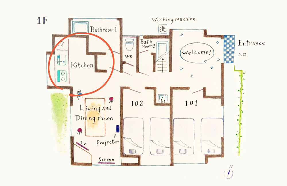 イラスト:キッチンの位置